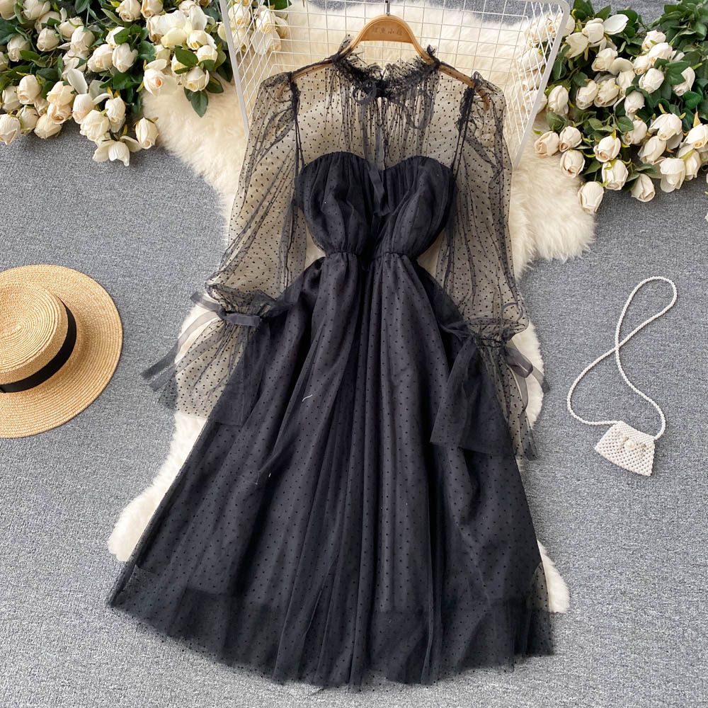 Cute tulle long sleeve dress fashion dress     S203