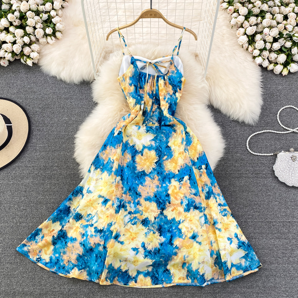 Blue A line dress fashion girl dress     S394