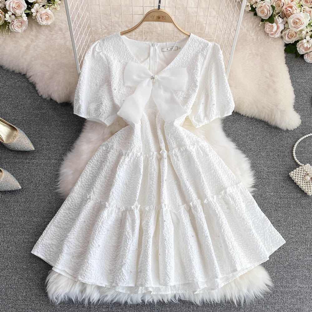 Cute bow A line dress fashion girl dress    S397