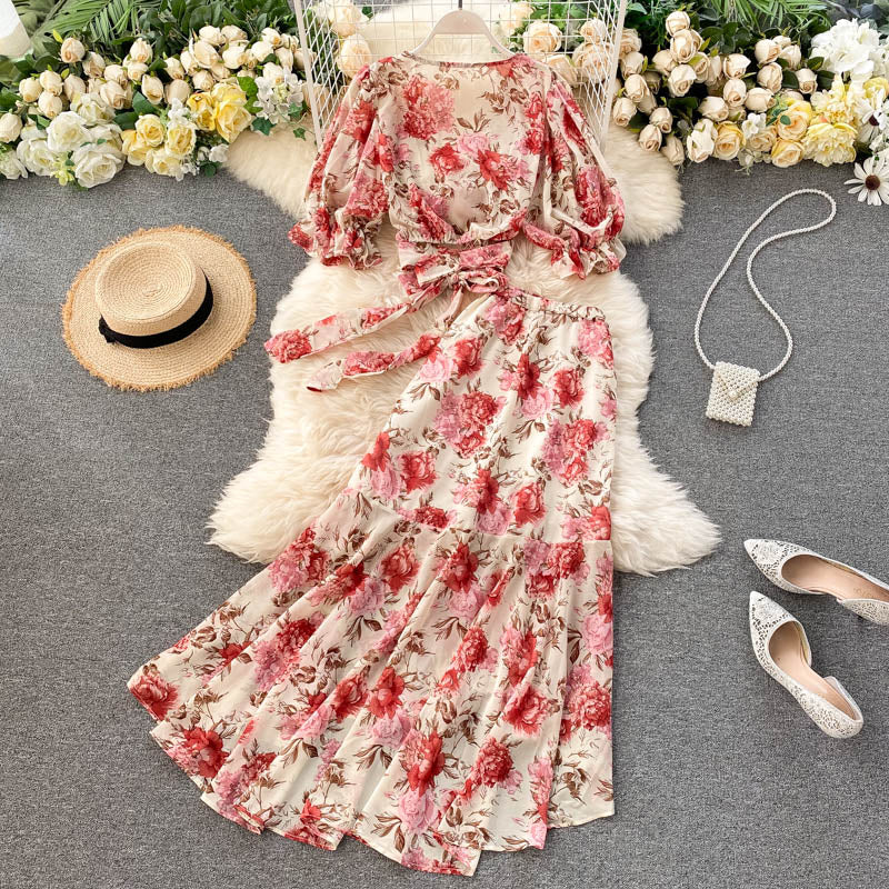 Cute floral chiffon two pieces dress fashion dress     S145