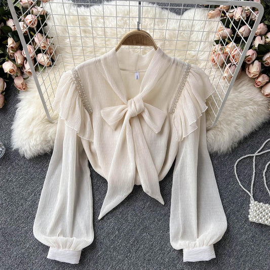 Cute bow long sleeve top      S218