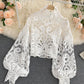 Stylish hollow lace top puff sleeve top   S107