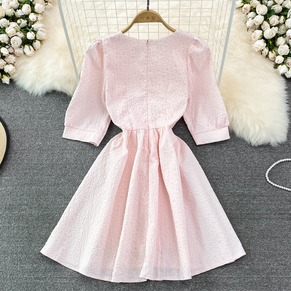 Sweet bow short dress A line fashion dress    S383