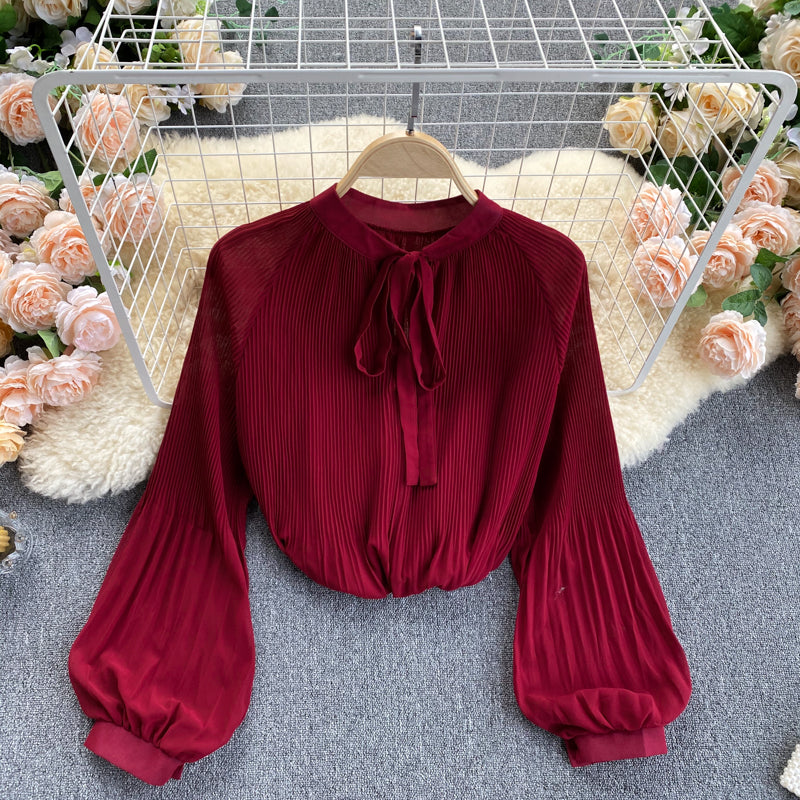 Cute chiffon long sleeve tops    S226