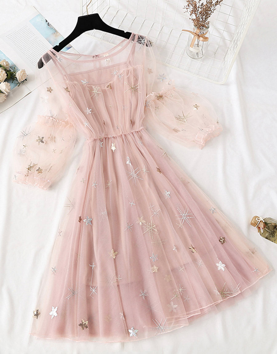 A line tulle short dress fashion girl dress women's summer dress    S96