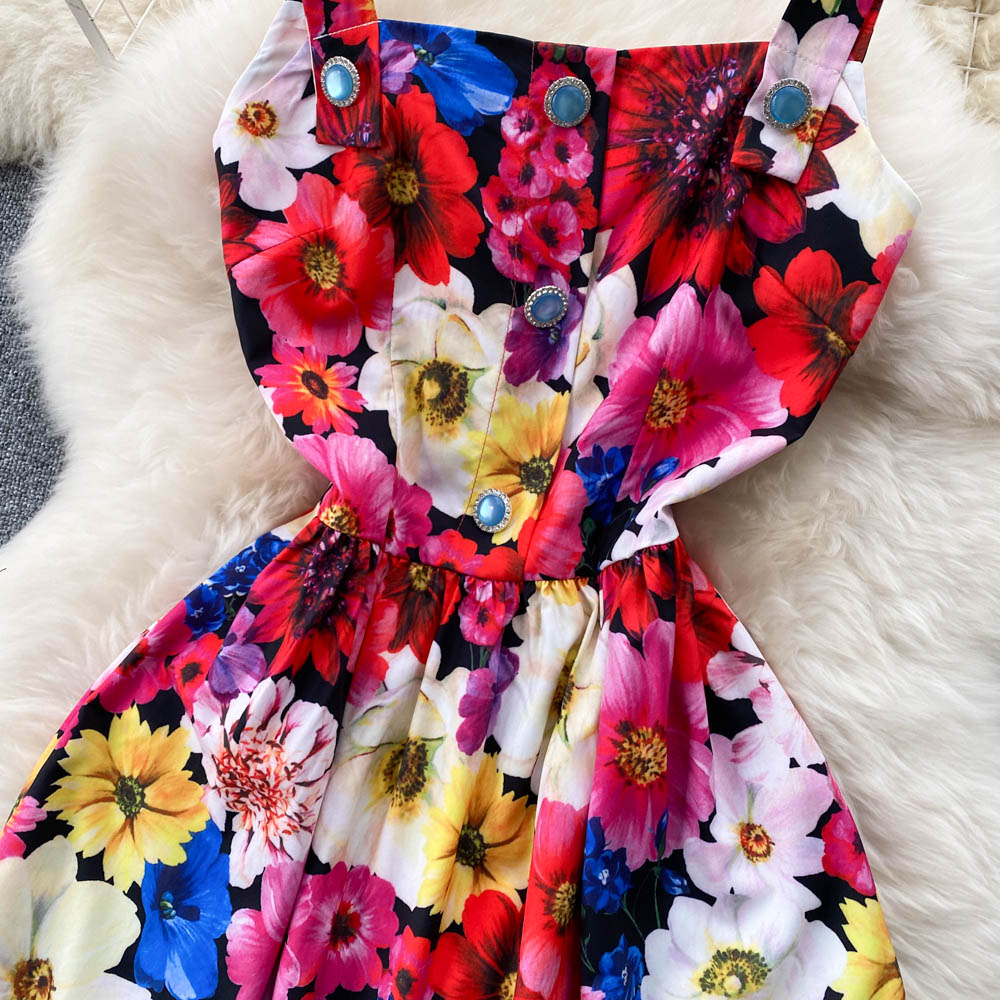 Cute A line floral dress fashion dress    S436