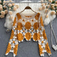 Stylish Crochet Lace Long Sleeve Top     S135