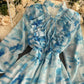Blue A line long sleeve dress fashion dress   S13
