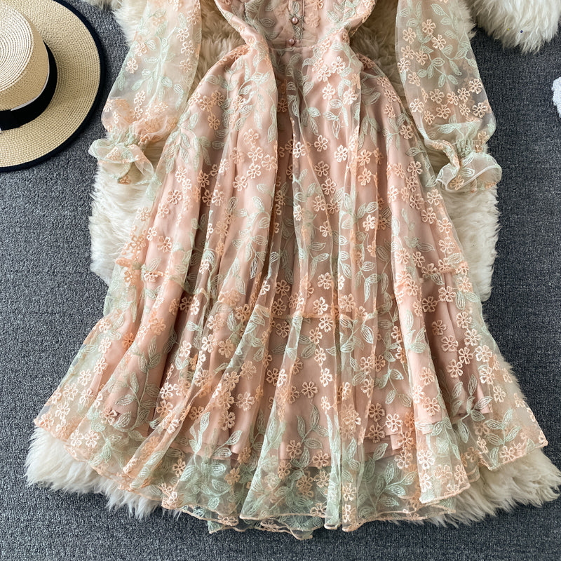 Cute tulle lace long sleeve dress fahsion dress      S220