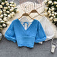Cute v neck crop tops fashion girl tops     S156
