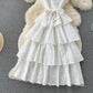 White A line short dress fashion girl dress     S357