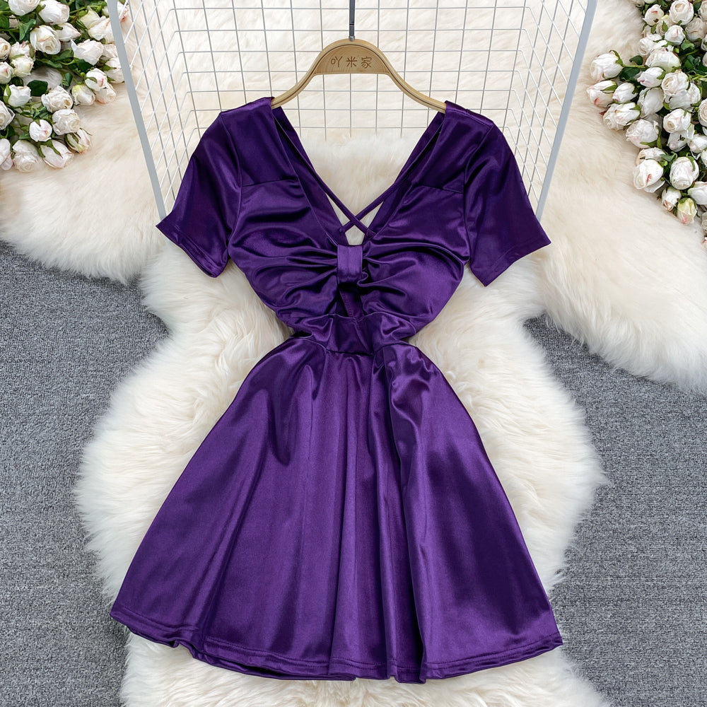 Sexy bow short A line dress fashion dress    S424