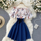 Stylish printed patchwork dress A line dress   S19