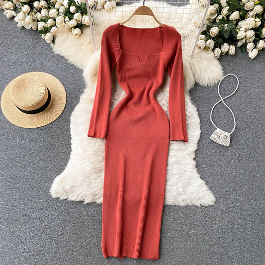 Fashionable Long Sleeve Knit Dress     S284