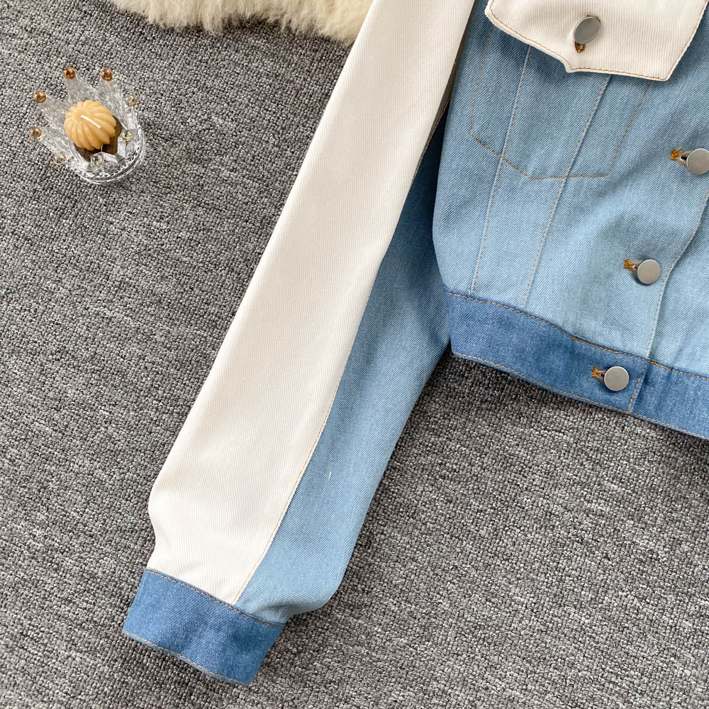 Cute dual tone denim jacket    S484