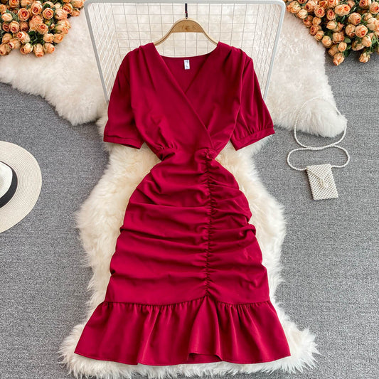 Cute v neck short dress fashion dress      S473