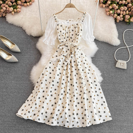 Sweet A line floral dress fashion dress      S402