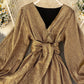 Simple v neck long sleeve short dress    S63