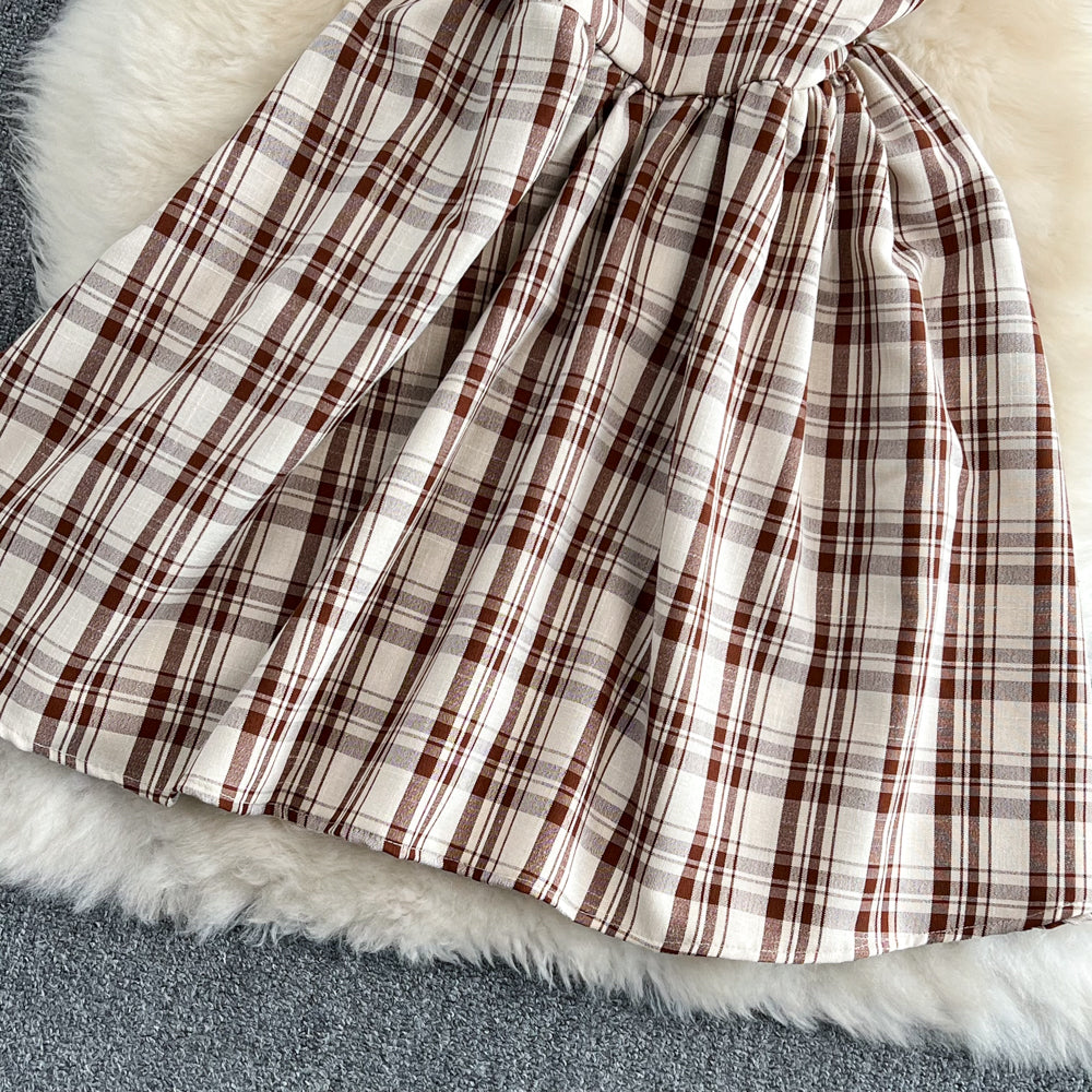 Cute A line plaid dress fashion girl dress     S418