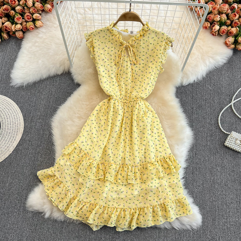 Cute A line floral dress fashion dress     S441