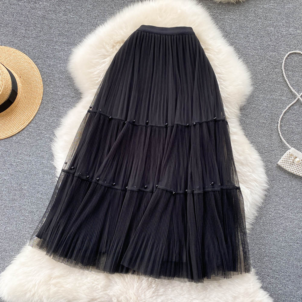 Cute mesh pleated skirt A line fashion skirt      S219