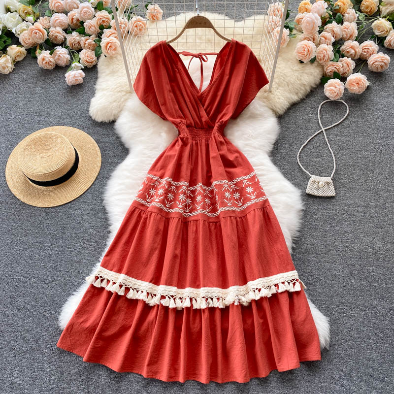 Cute V-neck short dress fashion dress    S329