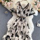 A line v neck dress with bow     S69