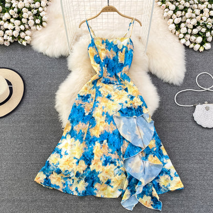 Blue A line dress fashion girl dress     S394