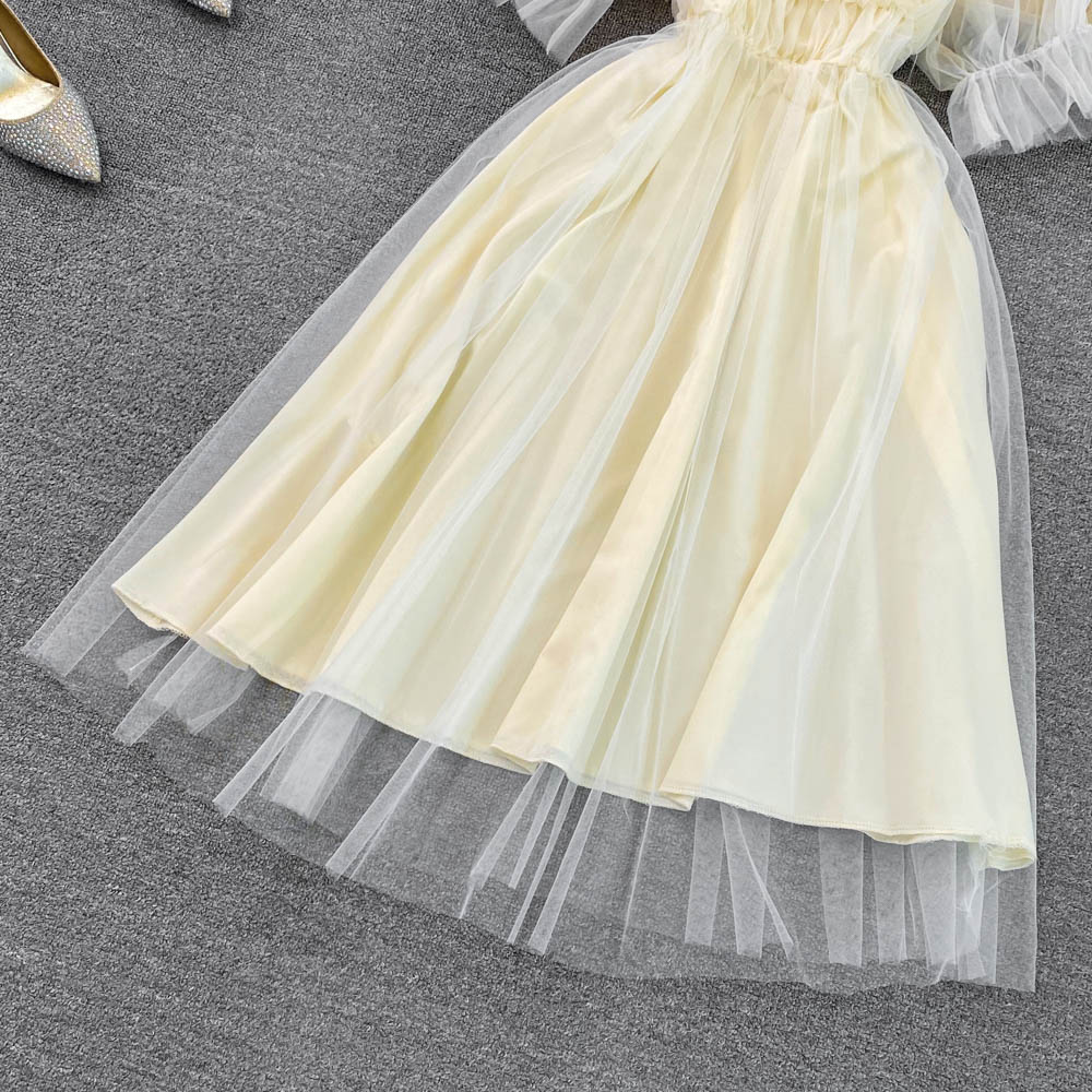 Champagne tulle A line dress fashion dress   S311