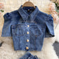 Stylish two-piece suit denim tops + short lace up shorts  S59