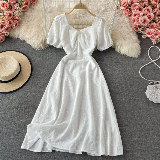Sweet A line white short dress fashion dress  S32