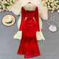 Elegant vlevet long sleeve dress fashion dress     S232