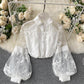 Stylish lace long sleeve tops   S30