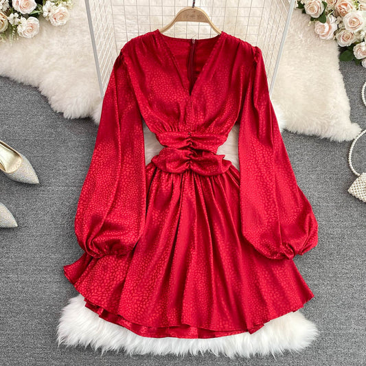 Stylish v neck long sleeve dress fashion dress    S183