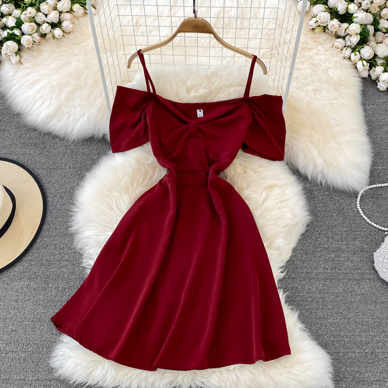 Simple A line off shoulder dress fashion dress    S313