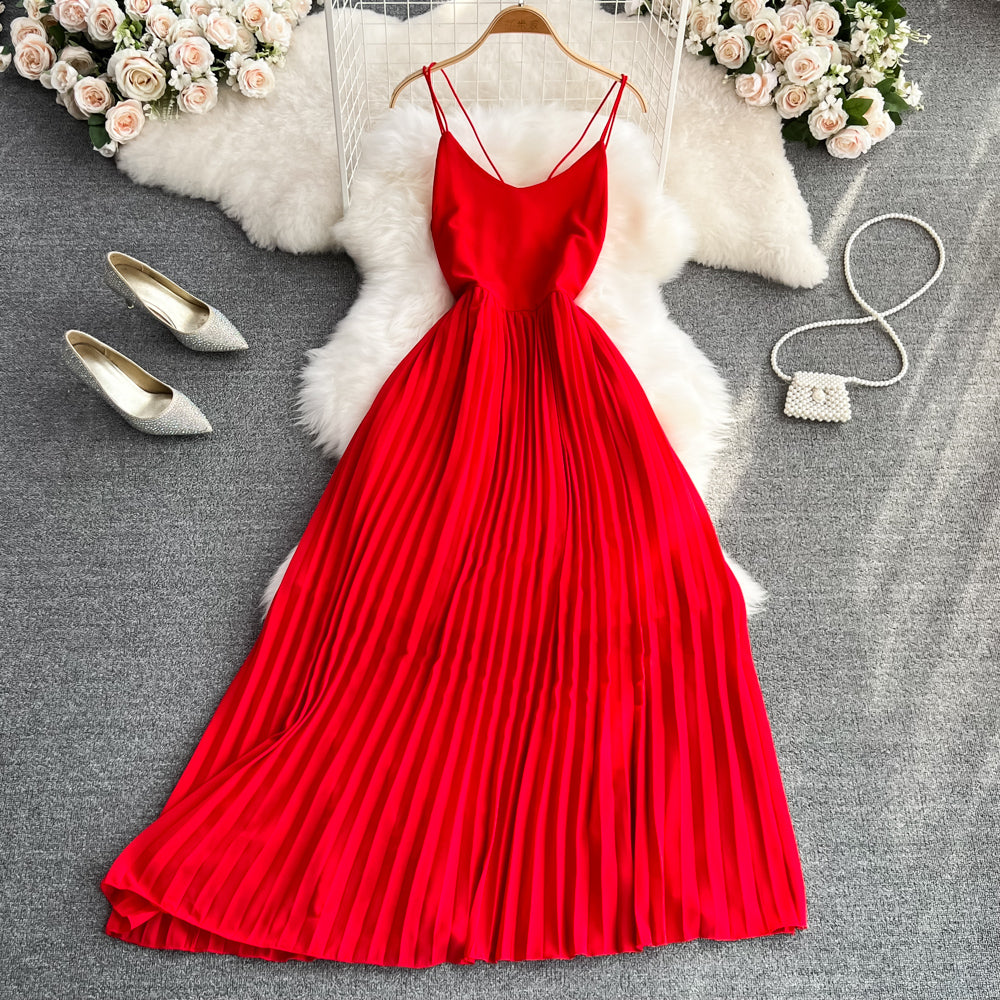 Red A line chiffon dress fashion girl dress    S395