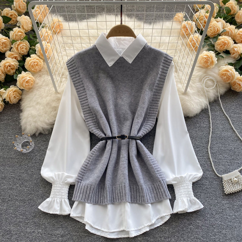 Cute two-piece long sleeve top   S527