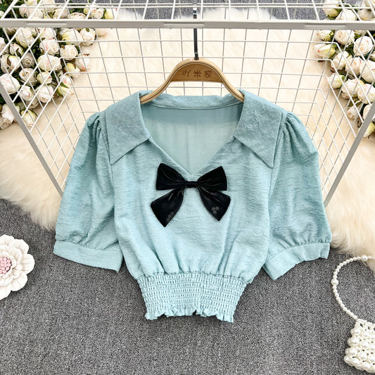 Cute v neck crop tops    S182