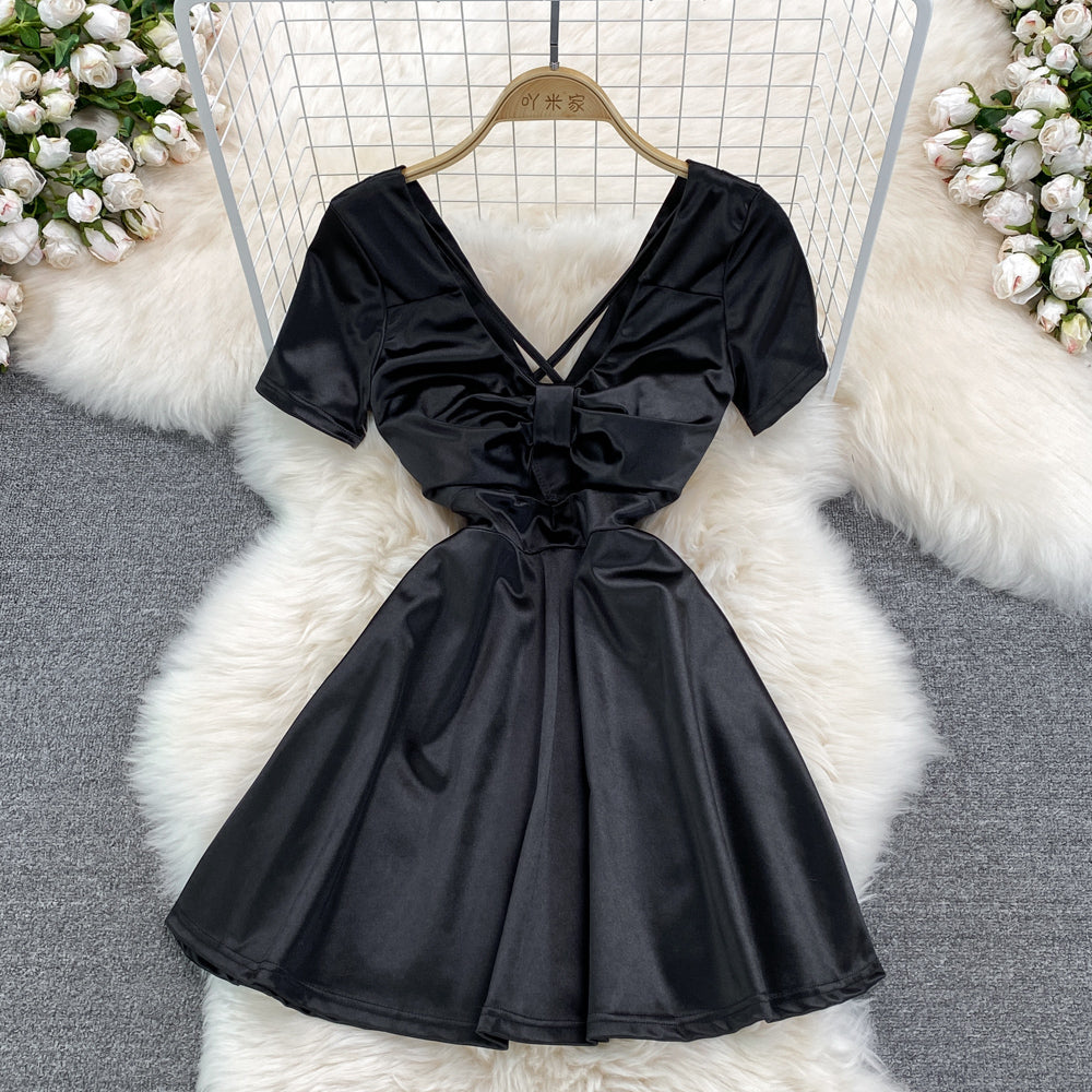 Sexy bow short A line dress fashion dress    S424