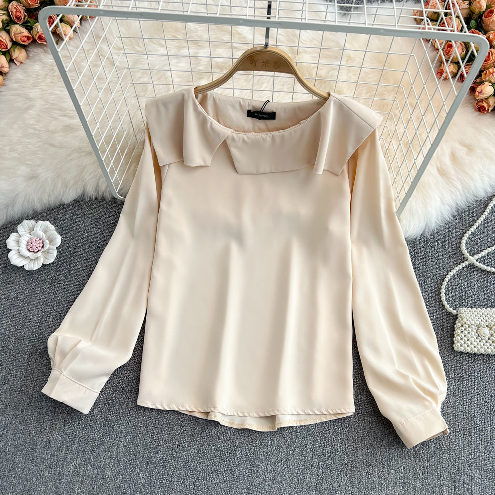 Simple chiffon long sleeve tops   S266