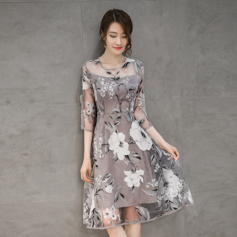 Elegant Organza Floral Party Dress   S537