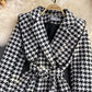 Stylish Houndstooth Long Sleeve Jacket     S494
