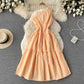 Sweet plaid one-shoulder dress A line fashion dresses     S457