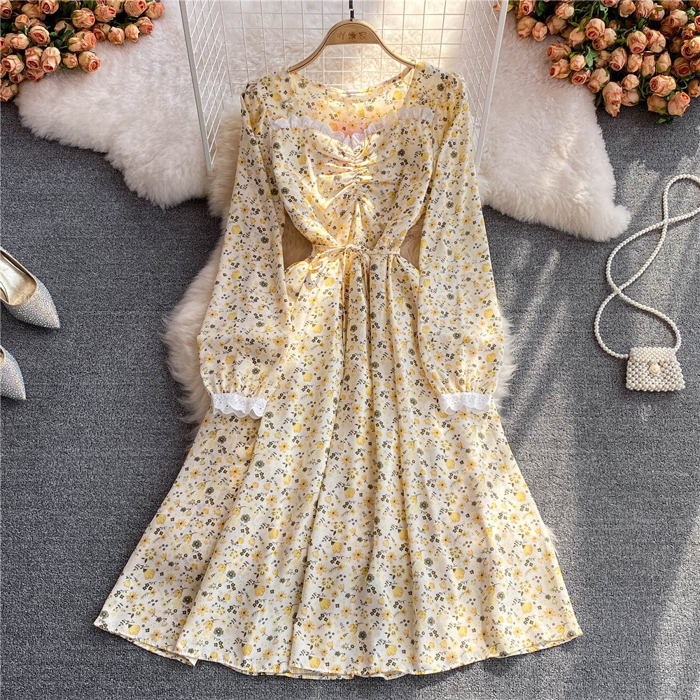 Cute A line floral dress A line fashion dress    S192