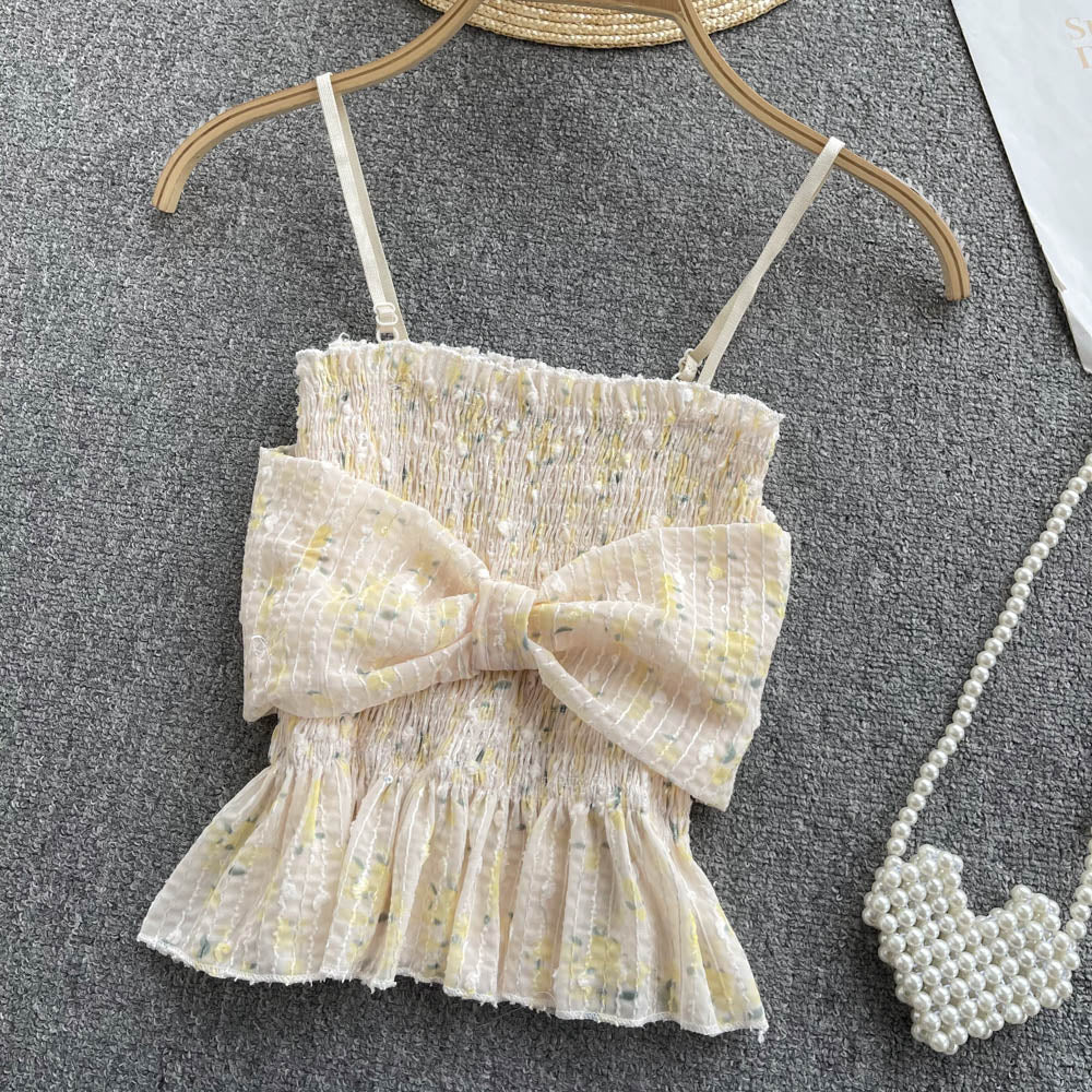 Cute bow suspender top    S171