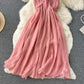 Pink v neck short dress A line fashion dress     S367