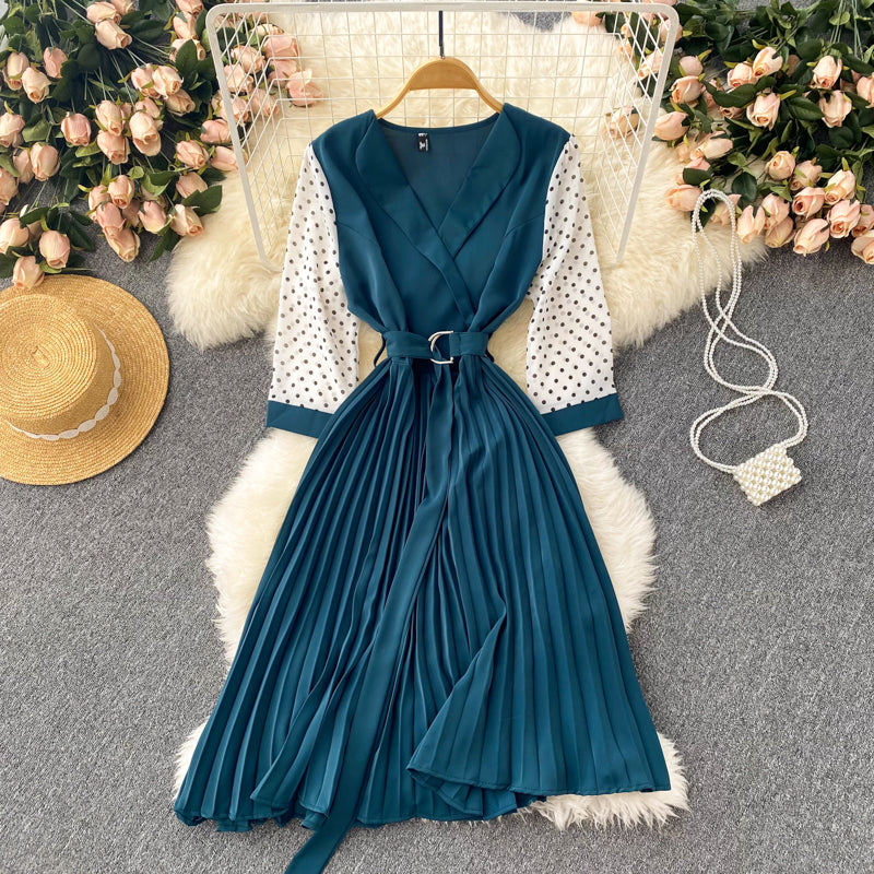 Cute v neck long sleeve dress A line fashion dress     S214