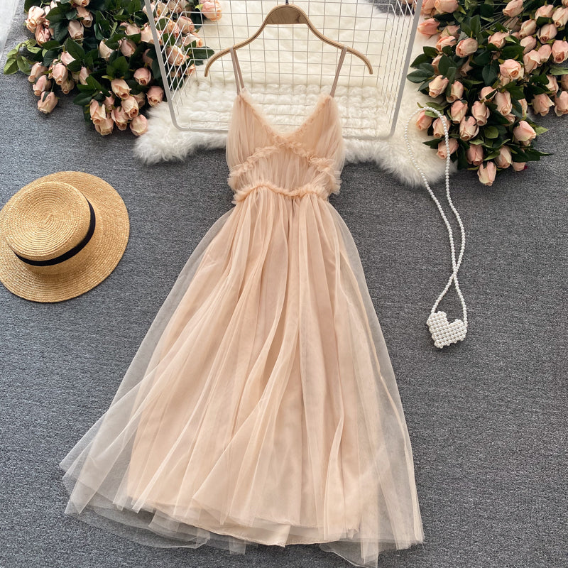 Cute v neck tulle short dress fashion dress  S48