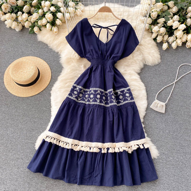 Cute V-neck short dress fashion dress    S329