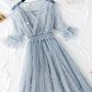 A line two pieces tulle dress with sequins  S89